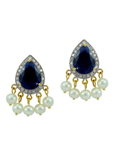 Buy 18 Karat Gold Diamond And Sapphire Studded Earrings in UAE