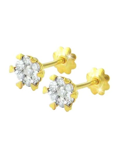 Buy 18 Karat Gold Diamond Solitaire Studded Earrings in UAE