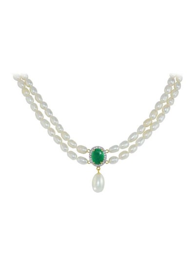 Buy 18 Karat Gold Diamonds And Pearls Necklace in UAE