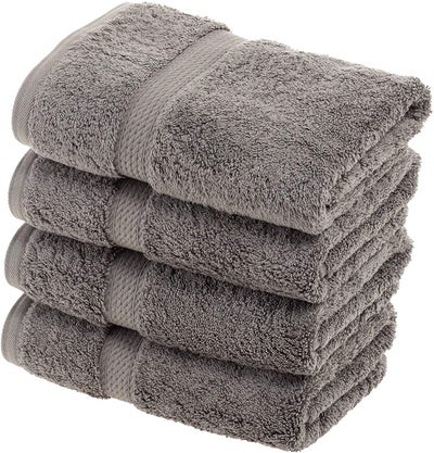 Buy 4-Piece Egyptian Cotton Bath Towel Grey 90x180cm in Saudi Arabia