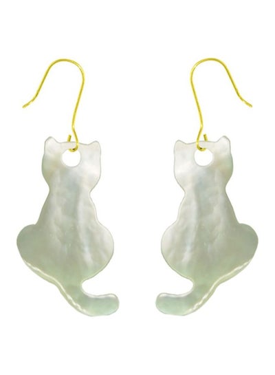 Buy 18 Karat Gold Kitty Back Mother Of Pearl Earrings in UAE