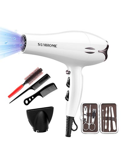 Buy 12-Piece Professional Hair Dryer Set White/Black in UAE