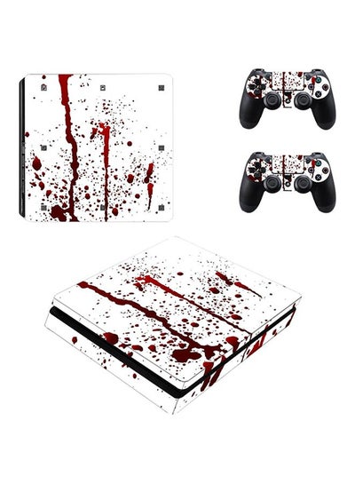 Buy 3-Piece Bleeding Printed Gaming Console And Controller Skin Sticker Set For PlayStation 4 Slim in Egypt