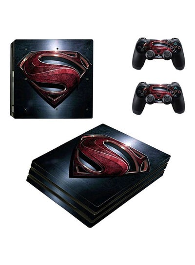 اشتري 4-Piece Superman Logo Themed Console And Controller Sticker For PlayStation 4 في مصر