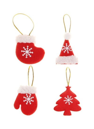 اشتري 4-Piece Christmas Themed Fabric Ornament Set أحمر/أيبض/ذهبي 30x20سم في الامارات