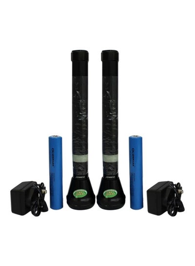 Buy 2-Piece 2-In-1 Rechargeable LED Flashlights Black 242mm in UAE