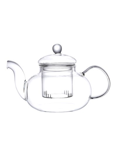 اشتري إبريق شاي زجاجي مزود بغطاء شفاف/رمادي 16x16x13.5سم في السعودية