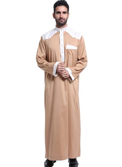 Buy 60 Pack High Neck Kandora Beige/White in UAE