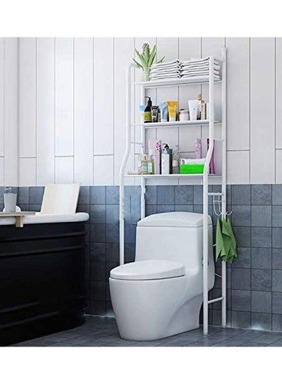 Buy 3-Tier Toilet Storage Rack White 155x65x25cm in Saudi Arabia