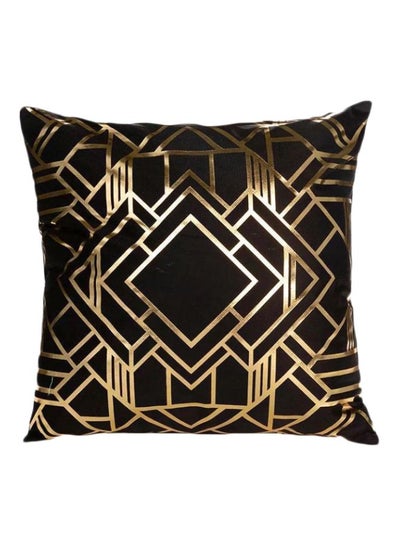 Buy Decorative Cushion Cover Black/Gold 45x45cm in UAE