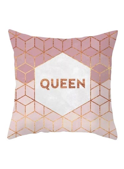 Buy Queen Printed Cushion Cover Pink/White 45x45cm in UAE