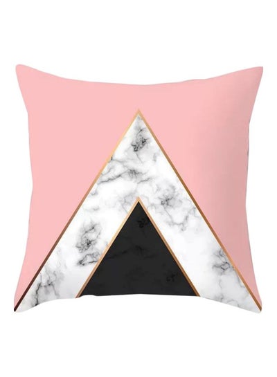 Buy Marble Design Printed Cushion Cover Pink/Black/White 45x45cm in UAE