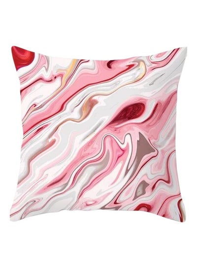 Buy Marble Printed Cushion Cover White/Pink/Red 45x45cm in UAE