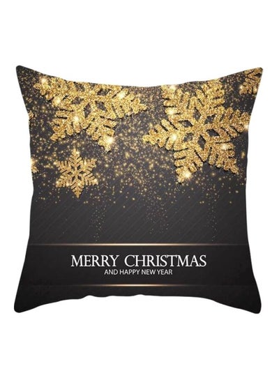 Buy Printed Cushion Cover Black/Gold 45x45cm in UAE