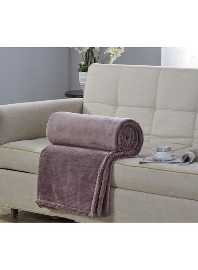 Buy Double Face Super Soft Flannel Blanket Polyester Brown in Saudi Arabia
