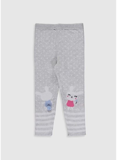 Buy Rabbit Printed Leggings Grey/Pink/Blue in Saudi Arabia