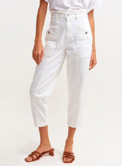 Buy High Waist Jeans White in Saudi Arabia