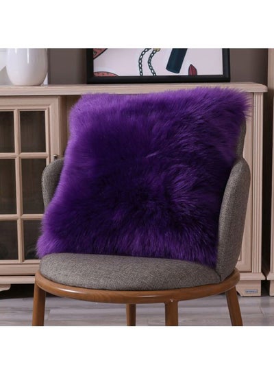 Buy Plush Sofa Cushion Wool Purple 45 x 45cm in UAE