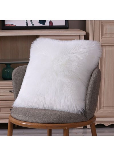 Buy Plush Sofa Cushion Wool White 50 x 50cm in UAE