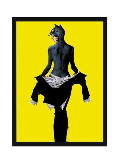 Buy Superhero Pop Art Wall Poster Frame Yellow/Black/Grey 40x55centimeter in UAE