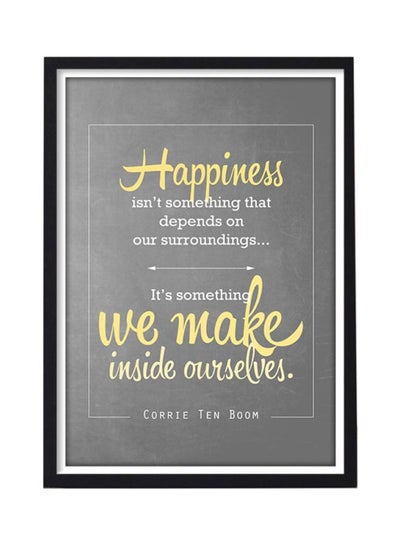 Buy Motivational Quote Wall Poster With Frame Grey/Yellow/Black 30x40centimeter in UAE