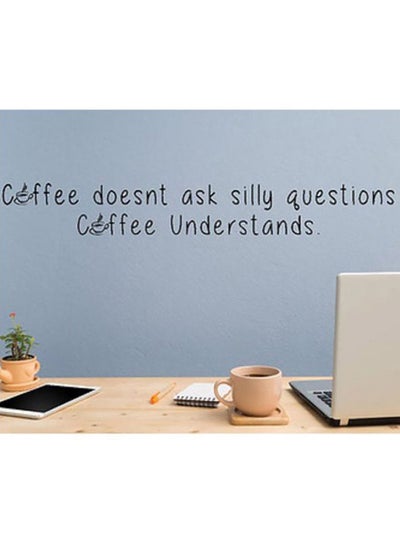 Buy Coffee Quote Wall Decal Black 90x20cm in UAE