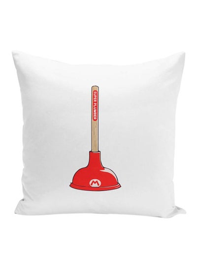 Buy Mario Plumber Throw Pillow With Stuffing White/Red 16x16inch in UAE