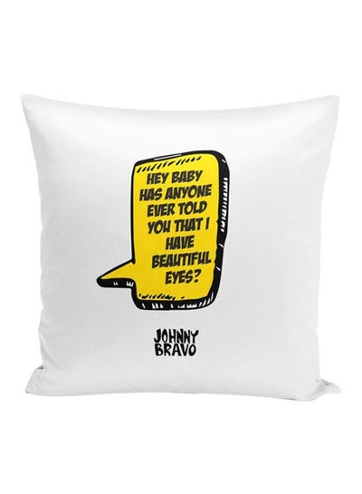 Buy Johny Bravo Quote Throw Pillow White/Yellow/Black 16x7x16inch in UAE