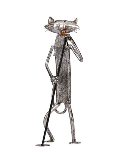 اشتري Metal Sculpture Of Singing Cat أسود فضي في الامارات