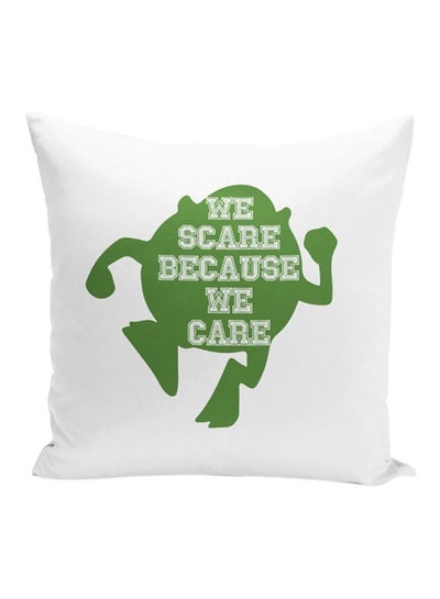 Buy Monsters Inc Quote Printed Decorative Pillow White/Green 16x16inch in UAE