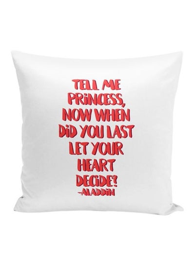 Buy Text Printed Throw Pillow White/Red 16x16inch in UAE