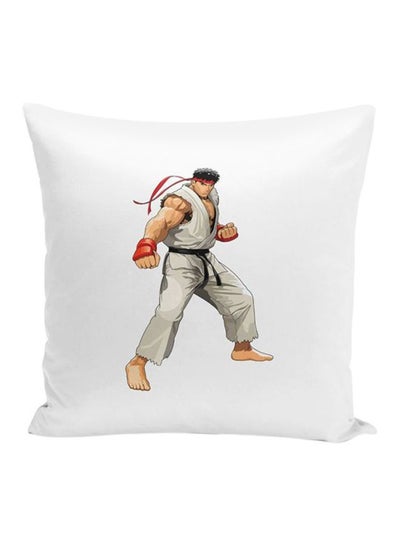 Buy Action Figure Ryu Street Fighter Throw Pillow White/Beige/Red 16x16inch in UAE