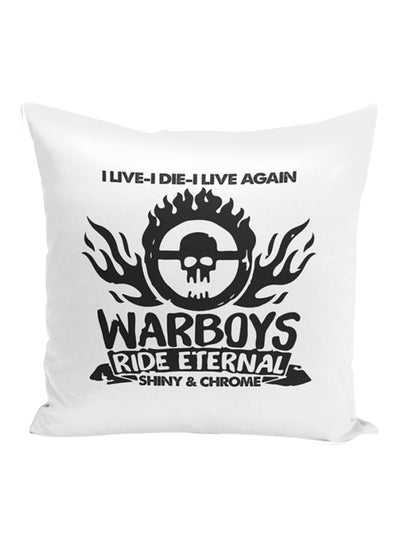 Buy Warboys Mad Max Quote Printed Decorative Pillow White/Black 16x16x7inch in UAE