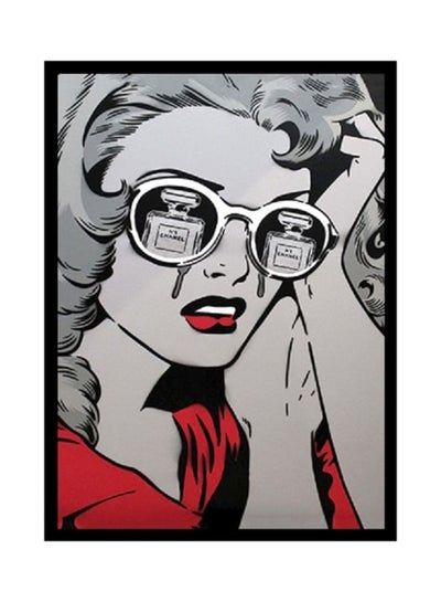 Buy Pop Art Wall Poster With Frame Grey/Red/White 40x55cm in UAE