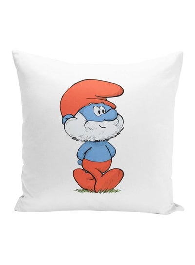 Buy Papa Smurfs Decorative Pillow White/Orange/Blue 16x16inch in UAE