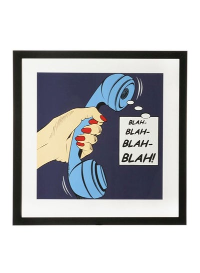 Buy Pop Art Wall Poster With Frame Blue/White/Beige 40x40centimeter in UAE