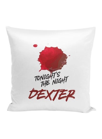 Buy Dexter Throw Pillow With Stuffing White/Red 16x16inch in UAE