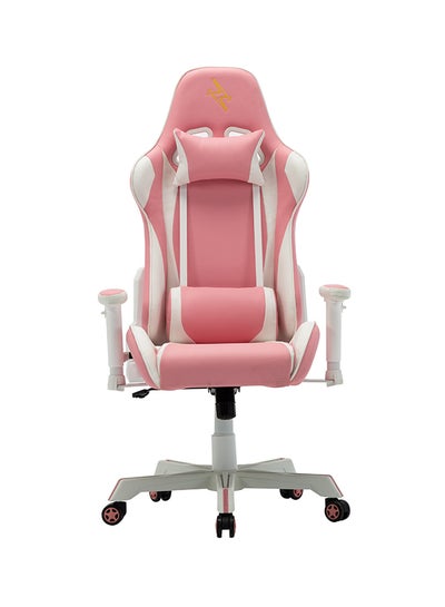 Buy Ergonomically Designed Super Comfort Gaming Chair With Headrest Pillow, Lumbar Cushion And Retractable Footrest Pink/White 84x65.5x29cm in UAE