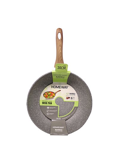 Buy 5 Layer Non Stick Coating Wok Pan Grey/Brown 30cm in Saudi Arabia