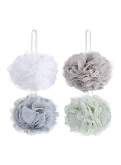 Buy 4-Piece Mesh Pouf Bath Loofah Multicolour 27.4x19x7cm in Saudi Arabia