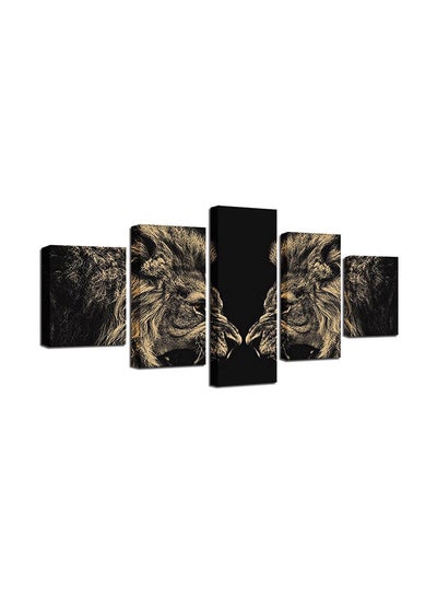 Buy 5-Piece Lions Themed Wall Painting Set Black/Brown in Egypt