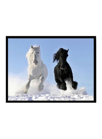 Buy Horse Poster With Frame Black/Blue/White 55x40cm in UAE