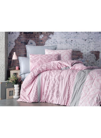 Buy 6-Piece Ranforce Duvet Set Cotton Pink/White/Grey King in Saudi Arabia