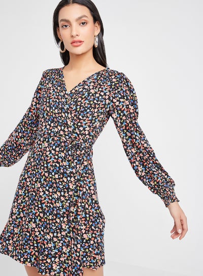 Buy Floral Wrap Dress Multicolour in Saudi Arabia