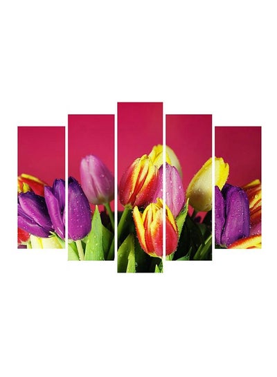 Buy 5-Piece Floral Themed Painting Set Pink/Purple/Yellow 110x70cm in Egypt
