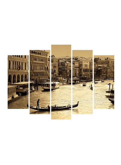 Buy 5-Piece Places Themed Painting Set Beige/Grey/Black 110x70cm in Egypt