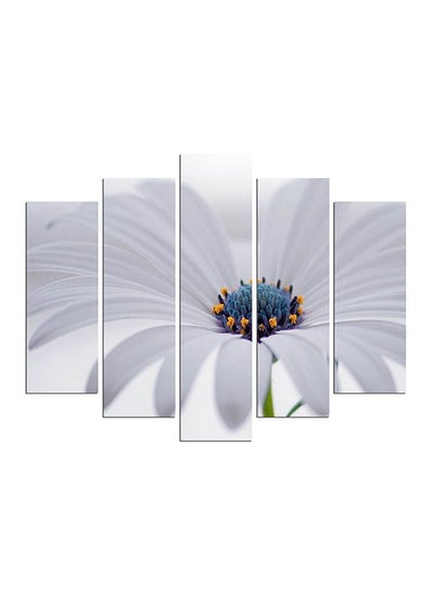 Buy 5-Piece Floral Themed Framed Painting Set White/Blue/Yellow 110x60cm in Egypt