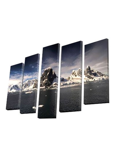Buy 5-Piece Decorative Canvas Framed Painting Set Blue/White/Black 105x70cm in Egypt