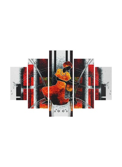 Buy 5-Piece Abstract Themed Wall Painting With Frame Set Orange/Black/White 92x56cm in Egypt