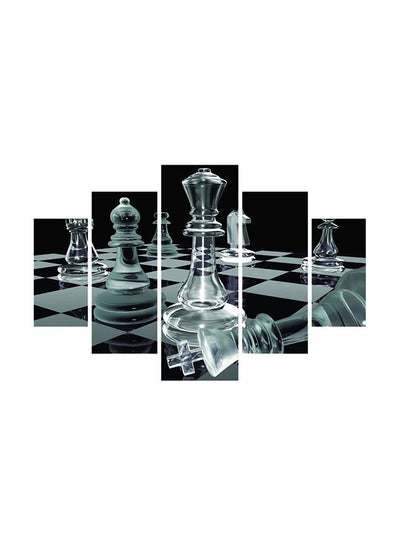 Buy 5-Piece Chess Themed Wall Painting With Frame Set Clear/Black/White 92x56cm in Egypt